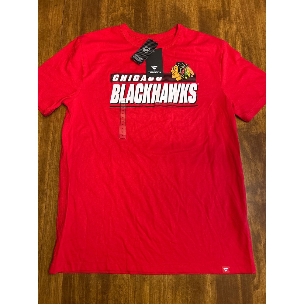 Fanatics T-Shirt Mens Medium Red New Chicago Blackhawks NHL Graphic Tee 40027